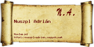 Nuszpl Adrián névjegykártya